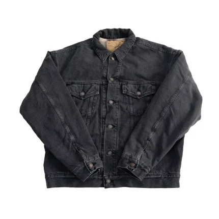 OrSlow 01-6105-D61SK – Organic Cotton Flannel Check Lining Type 3 Denim Jacket – Black Denim Stone