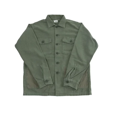 OrSlow 8345 Pocket Fatigue Shirt Reverse Sateen – Dark Olive Stone