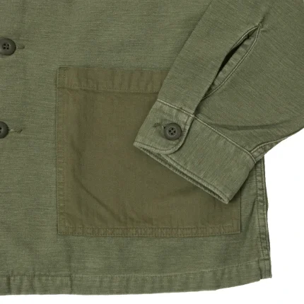orSlow Contrast Pocket Sateen Overshirt – Olive Stone