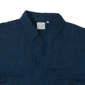 orSlow Linen Poplin Check Work Shirt – Indigo