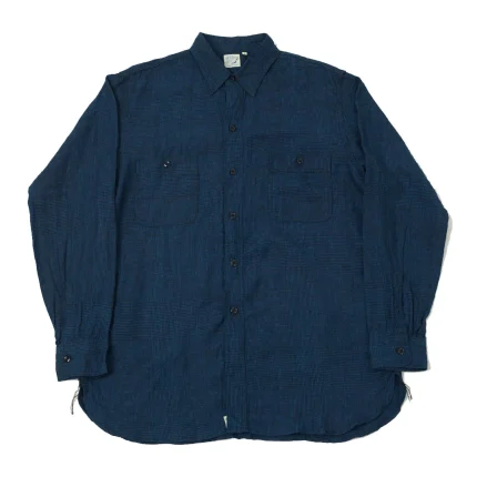 orSlow Linen Poplin Check Work Shirt – Indigo