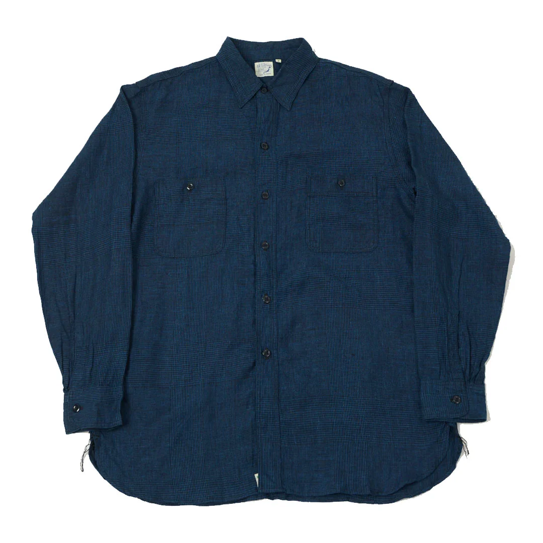 orSlow Linen Poplin Check Work Shirt – Indigo orSlow Linen Poplin Check Work Shirt – Indigo