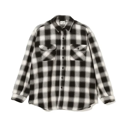 orSlow Relax Fit Flannel Shirt Black White